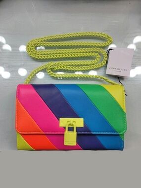 Kurt Geiger London Brixton Chain Wallet in Yellow Rainbow Multi Color!